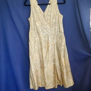 Talbots tan and cream sleeveless dress